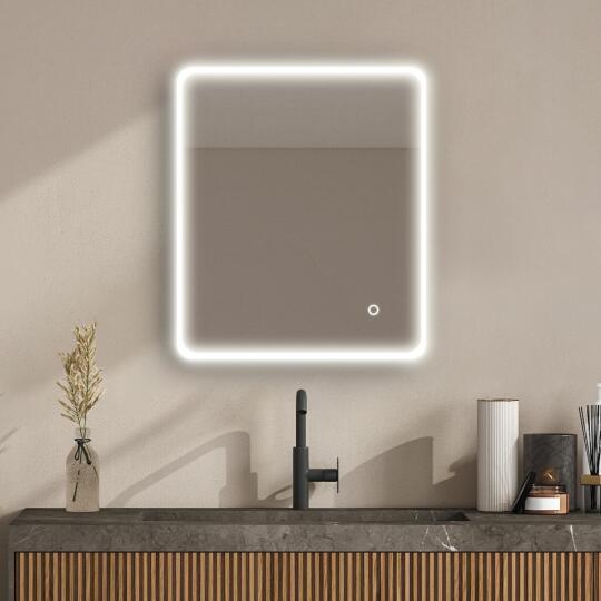 Miroir LED rectangulaire L60/80/90/120cm avec cadre rétro-éclairé