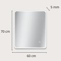 Miroir LED rectangulaire L60/80/90/120cm avec cadre rétro-éclairé