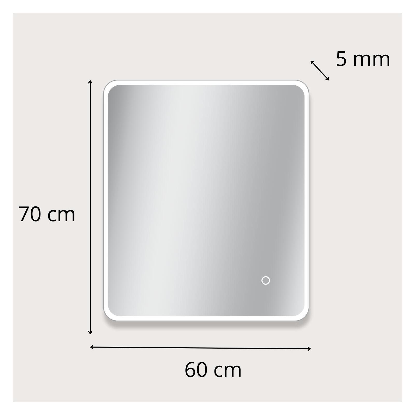 Miroir LED rectangulaire L60/80/90/120cm avec cadre rétro-éclairé