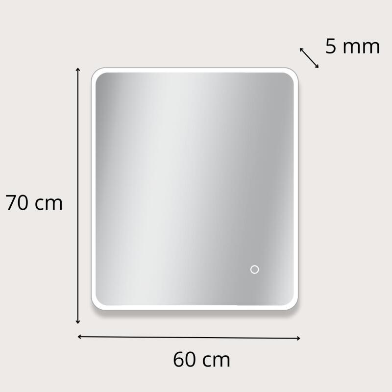 Miroir LED rectangulaire L60/80/90/120cm avec cadre rétro-éclairé
