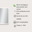 Miroir LED rectangulaire L60/80/90/120cm avec cadre rétro-éclairé