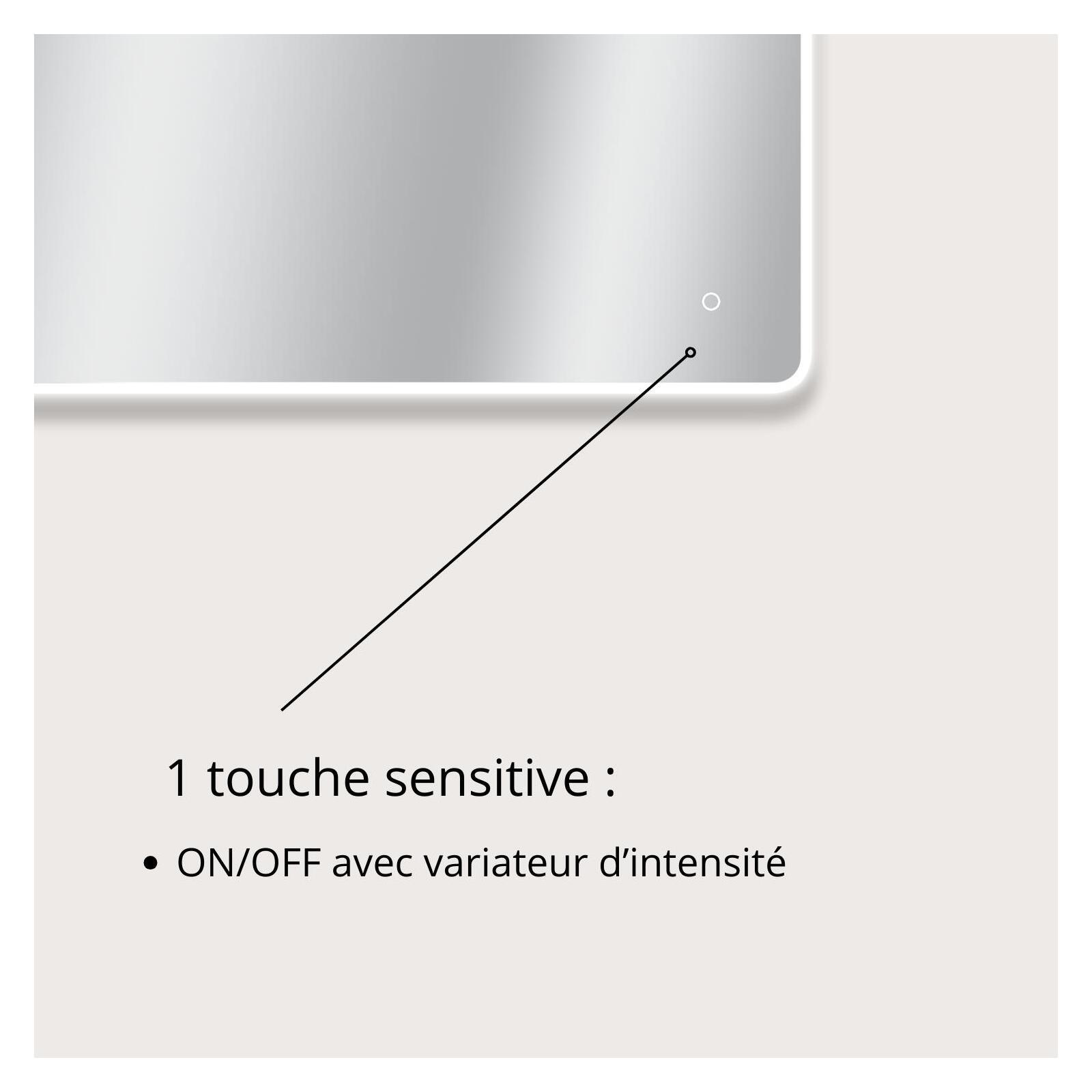 Miroir LED rectangulaire L60/80/90/120cm avec cadre rétro-éclairé