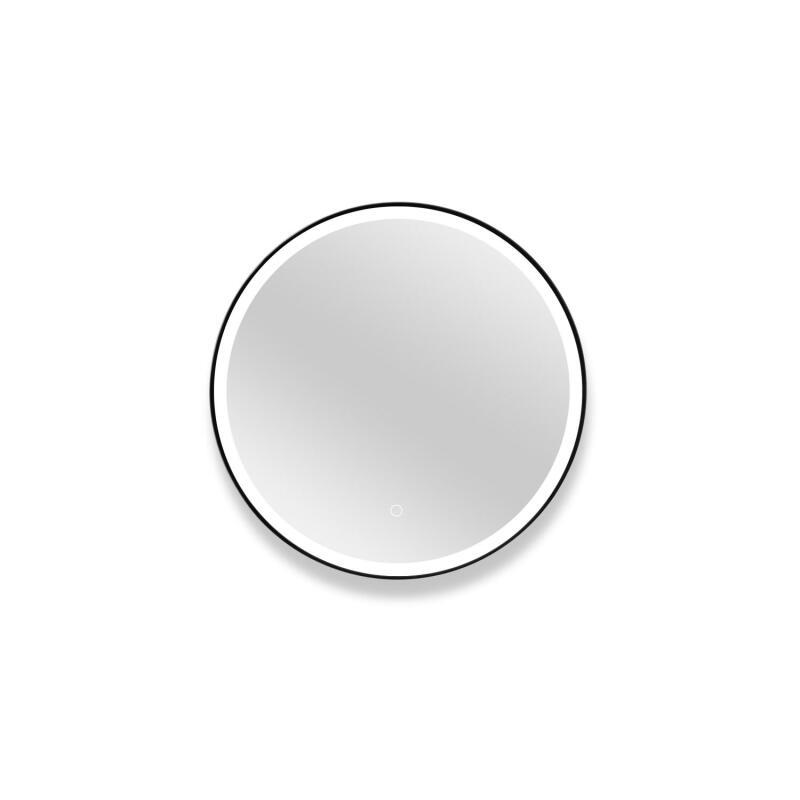 Miroir LED rond D60cm avec cadre alu noir
