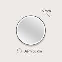 Miroir LED rond D60cm avec cadre alu noir