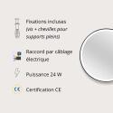 Miroir LED rond D60cm avec cadre alu noir