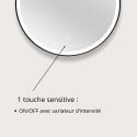 Miroir LED rond D60cm avec cadre alu noir