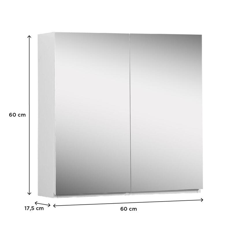 Armoire de toilette 60cm décor chêne double porte miroir