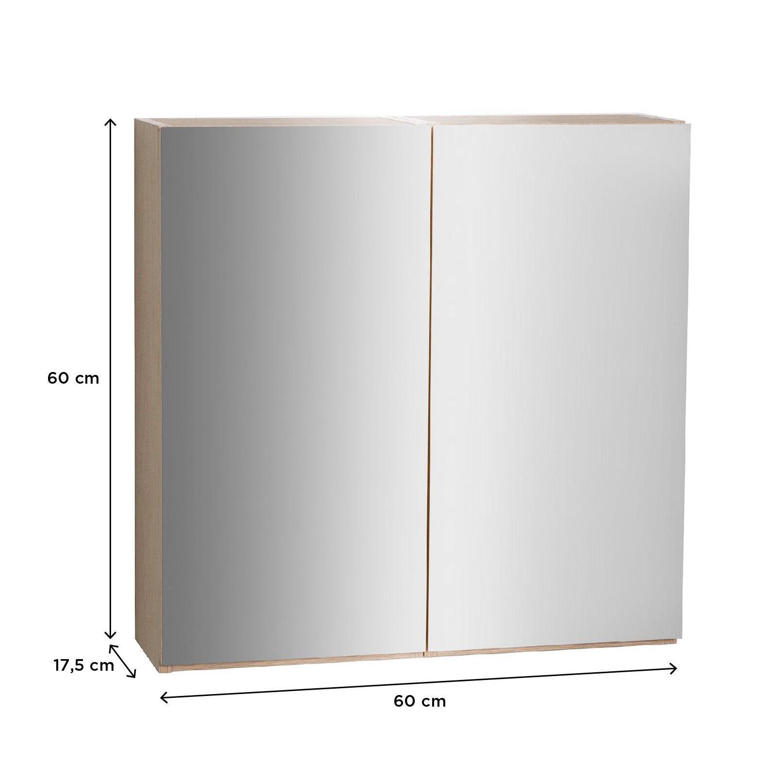 Armoire de toilette 60cm décor chêne double porte miroir