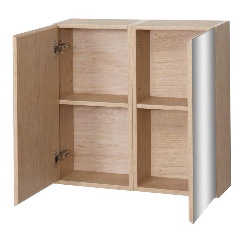 Armoire de toilette 60cm décor chêne porte + miroir