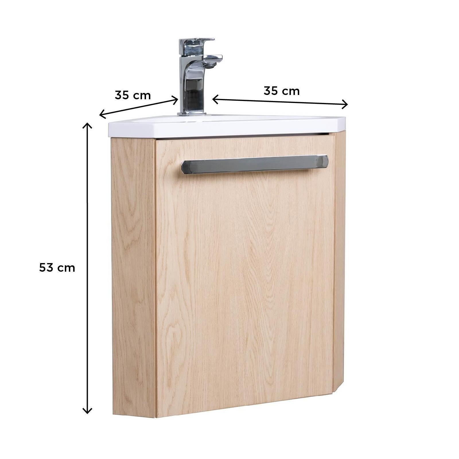 Meuble lave-mains d'angle décor chêne SKINO