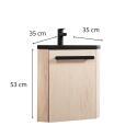 Meuble lave-mains d'angle décor chêne SKINO