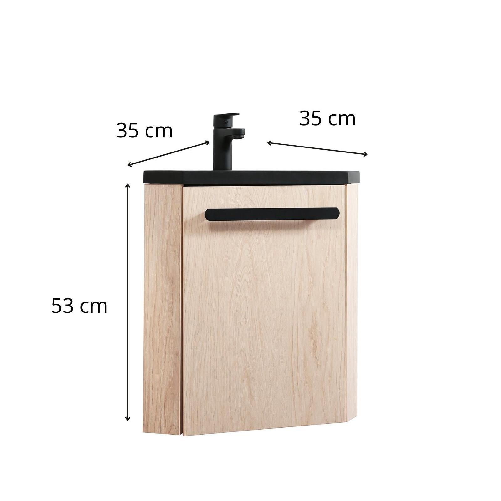 Meuble lave-mains d'angle décor chêne SKINO