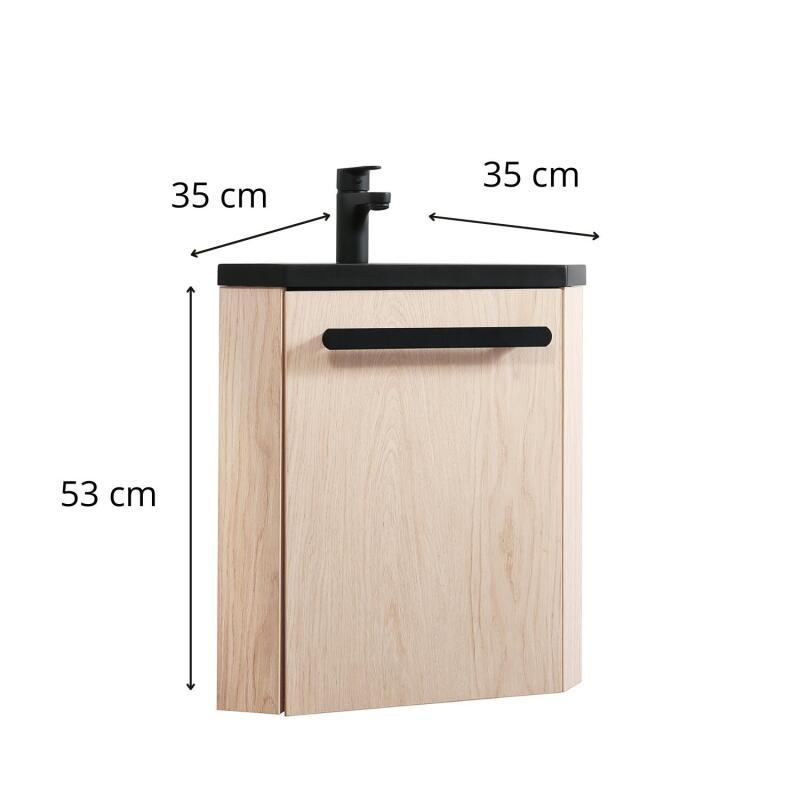 Meuble lave-mains d'angle décor chêne SKINO