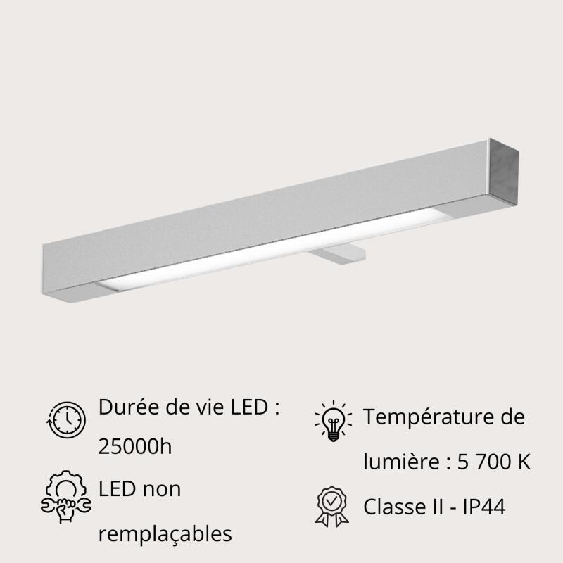 Spot LED chromé rectangulaire  en plastique 30cm