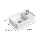 Vasque à poser ou à suspendre rectangle en céramique 43x26,5cm