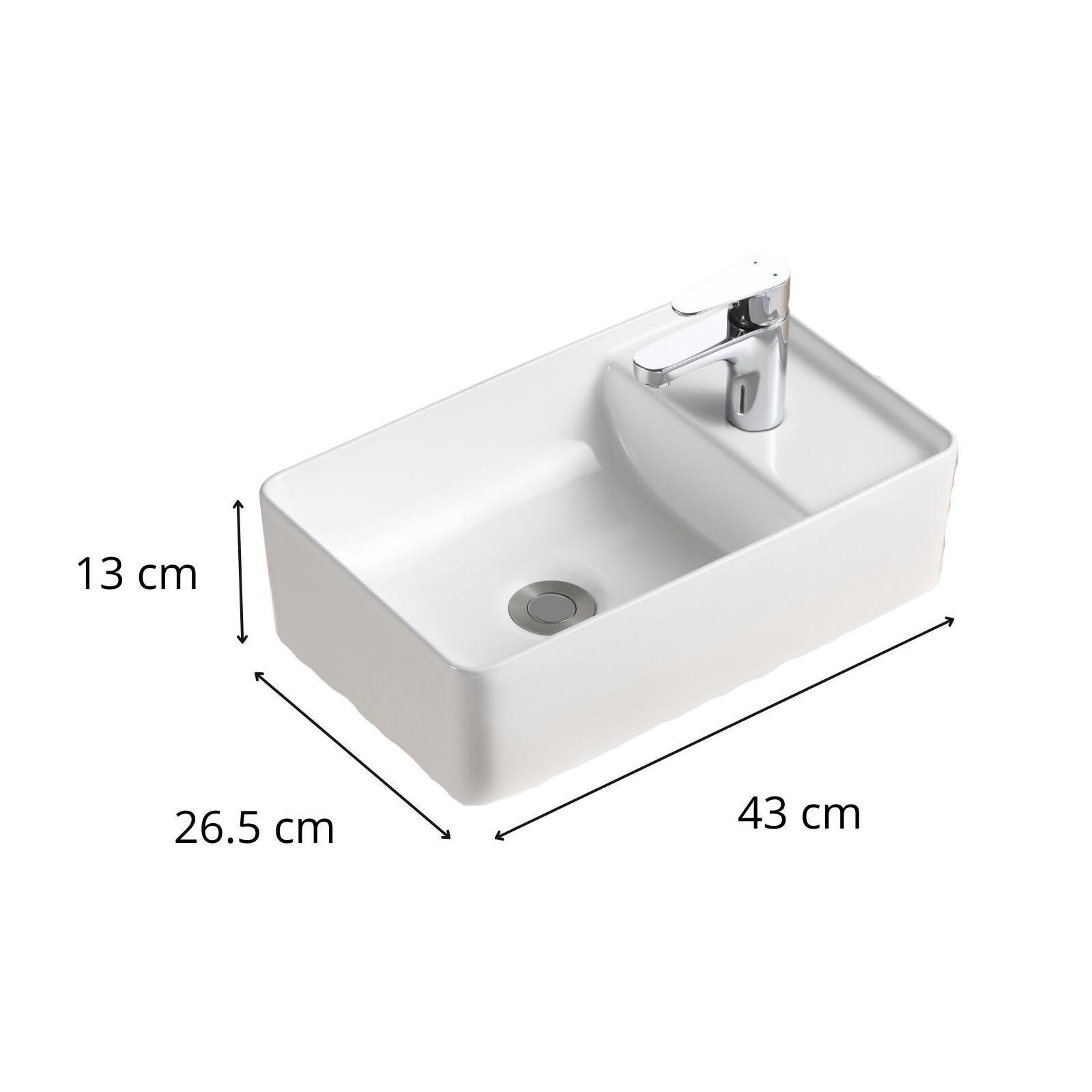 Vasque à poser ou à suspendre rectangle en céramique 43x26,5cm