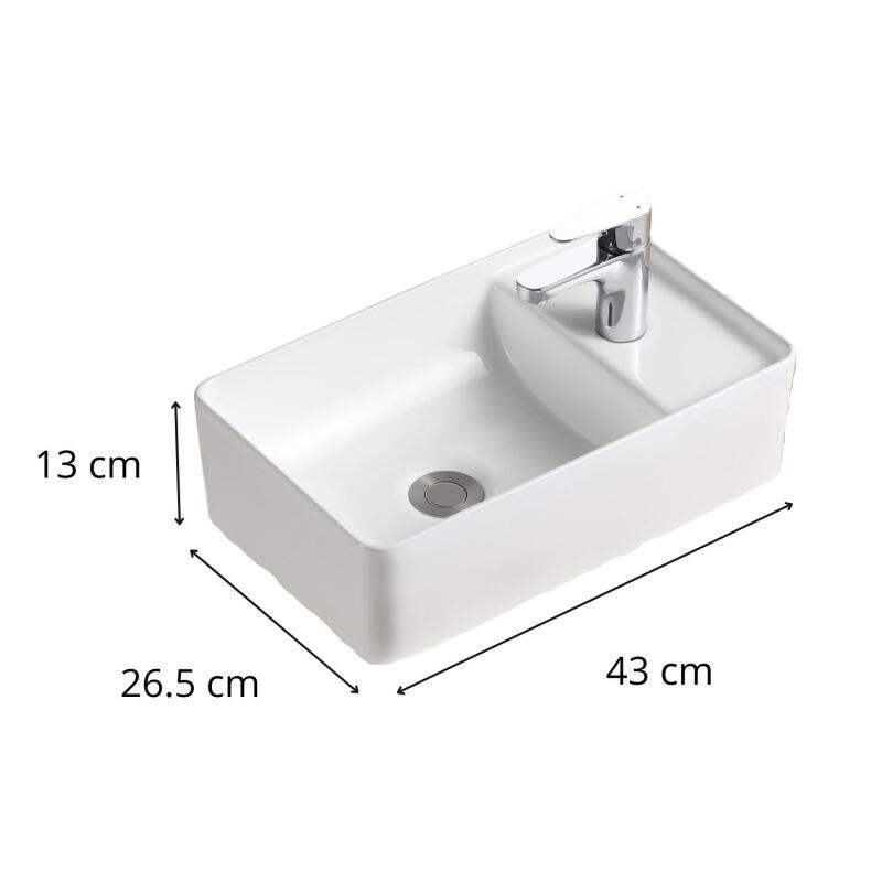 Vasque à poser ou à suspendre rectangle en céramique 43x26,5cm