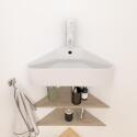 Vasque à suspendre d'angle en céramique blanche 42,5cm