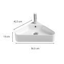 Vasque à suspendre d'angle en céramique blanche 42,5cm