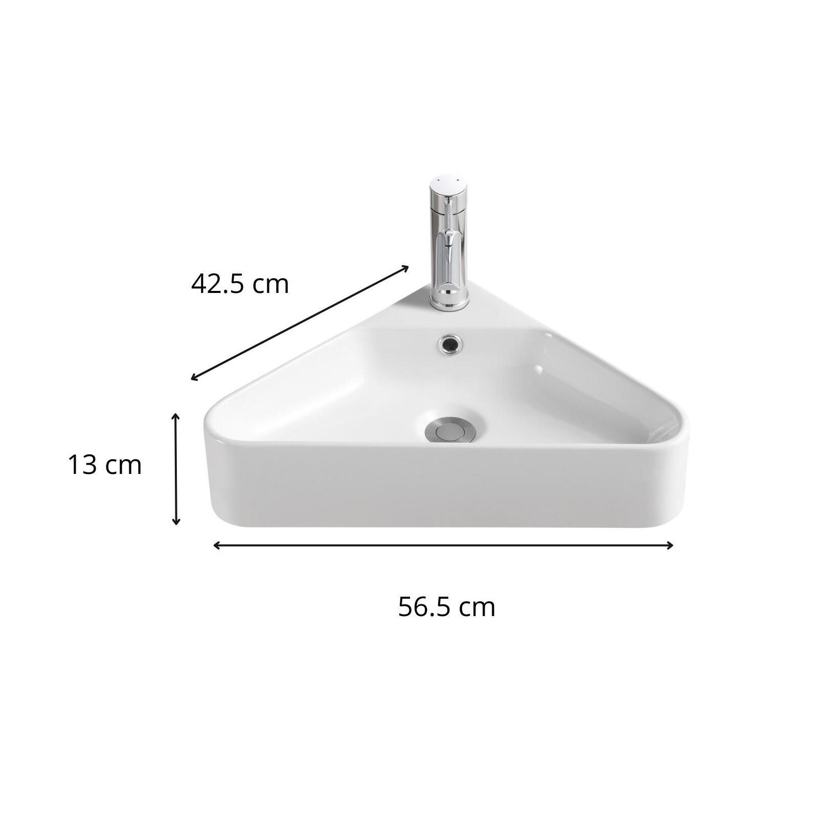 Vasque à suspendre d'angle en céramique blanche 42,5cm Vasque à suspendre d'angle en céramique blanche 42,5cm