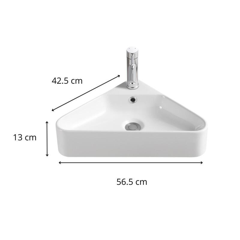 Vasque à suspendre d'angle en céramique blanche 42,5cm