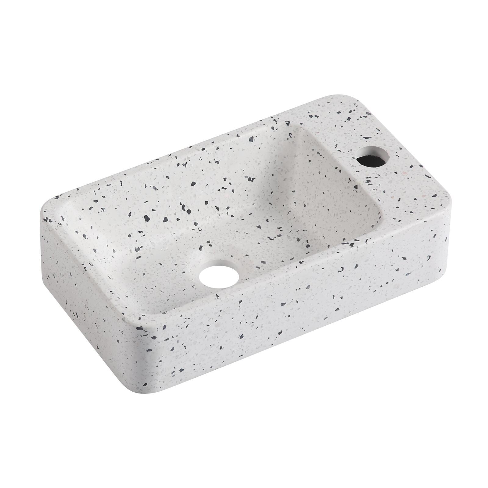 Vasque lave-mains à suspendre rectangle en terrazzo 45x28cm
