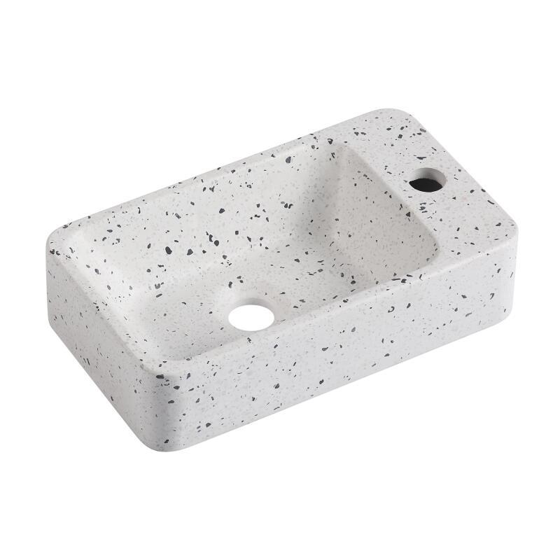 Vasque lave-mains à suspendre rectangle en terrazzo 45x28cm