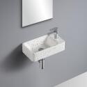 Vasque lave-mains à suspendre rectangle en terrazzo 45x28cm