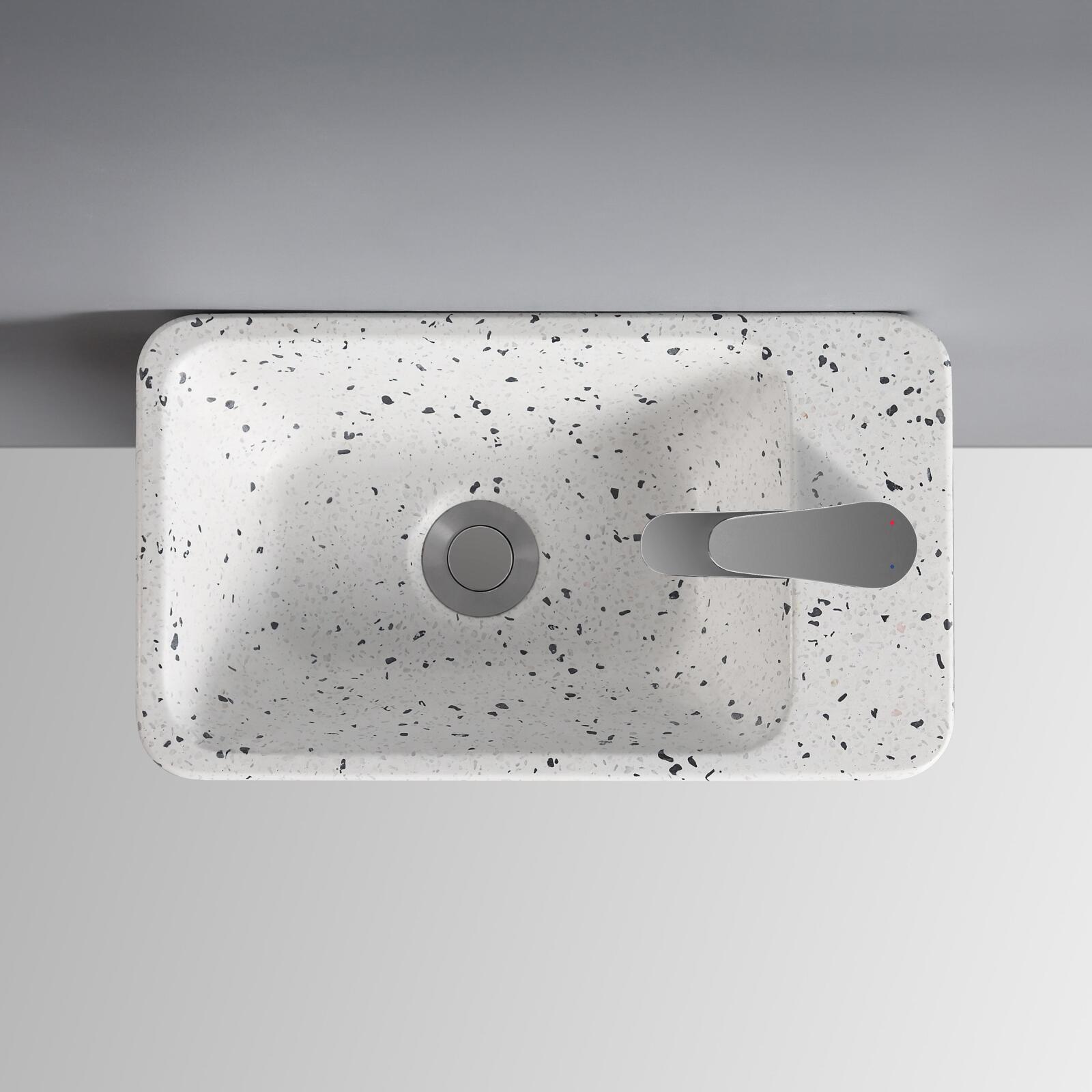 Vasque lave-mains à suspendre rectangle en terrazzo 45x28cm