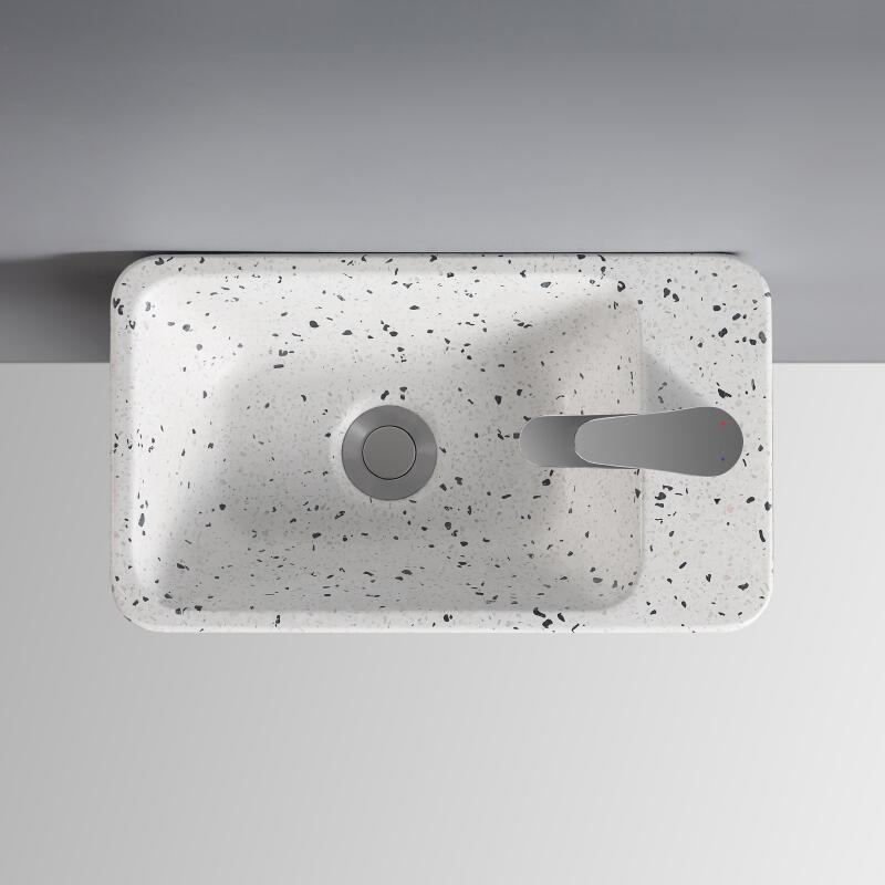 Vasque lave-mains à suspendre rectangle en terrazzo 45x28cm