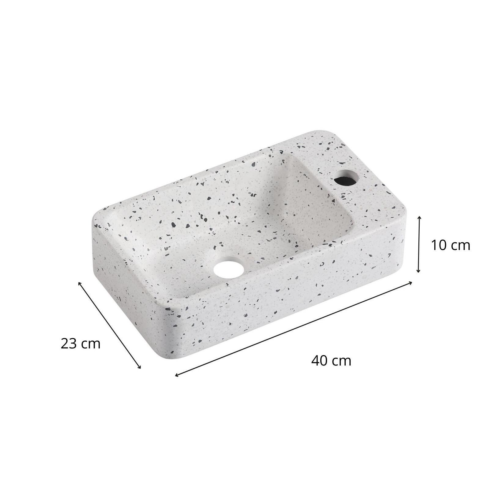 Vasque lave-mains à suspendre rectangle en terrazzo 45x28cm
