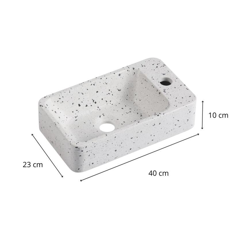 Vasque lave-mains à suspendre rectangle en terrazzo 45x28cm