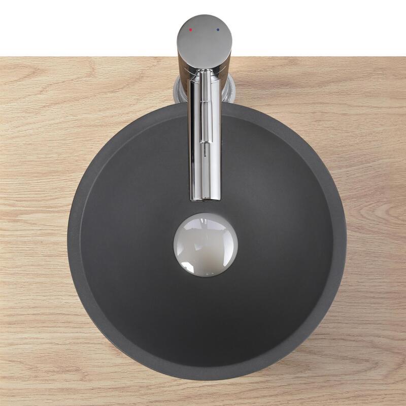 Vasque lave-mains à poser ronde en béton gris 26cm