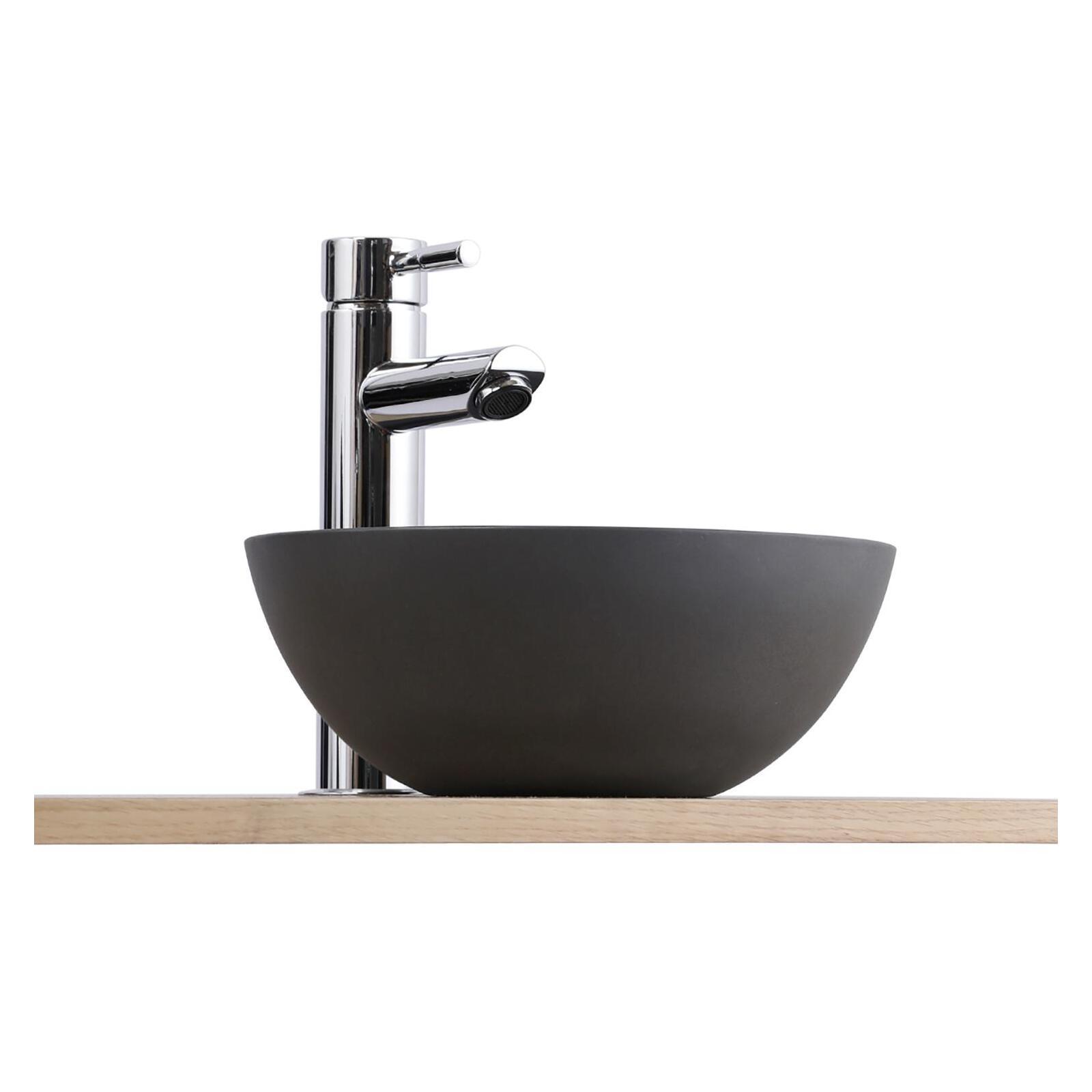 Vasque lave-mains à poser ronde en béton gris 26cm Vasque lave-mains à poser ronde en béton gris 26cm