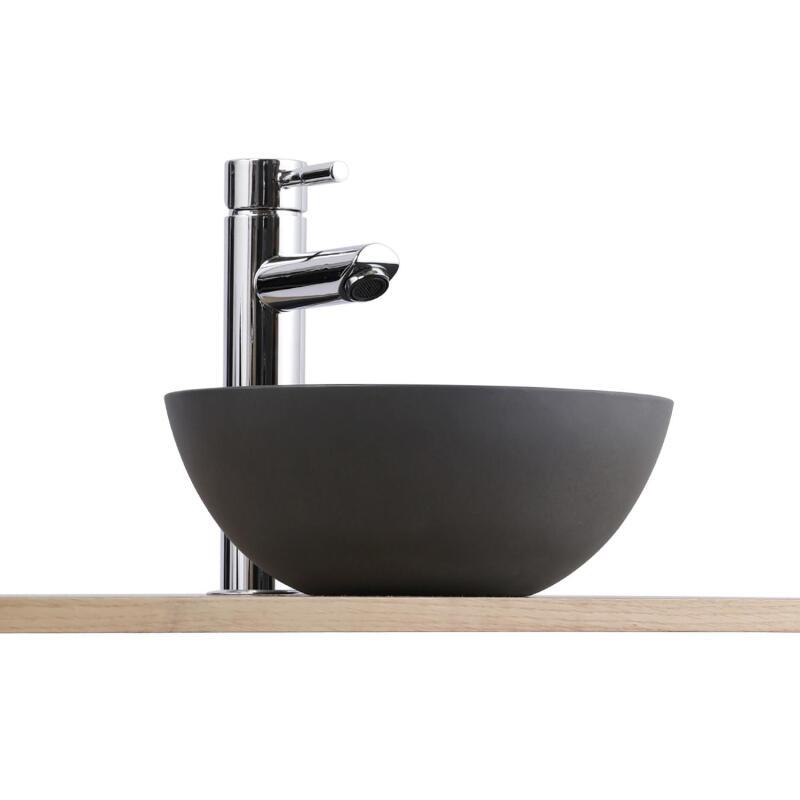 Vasque lave-mains à poser ronde en béton gris 26cm