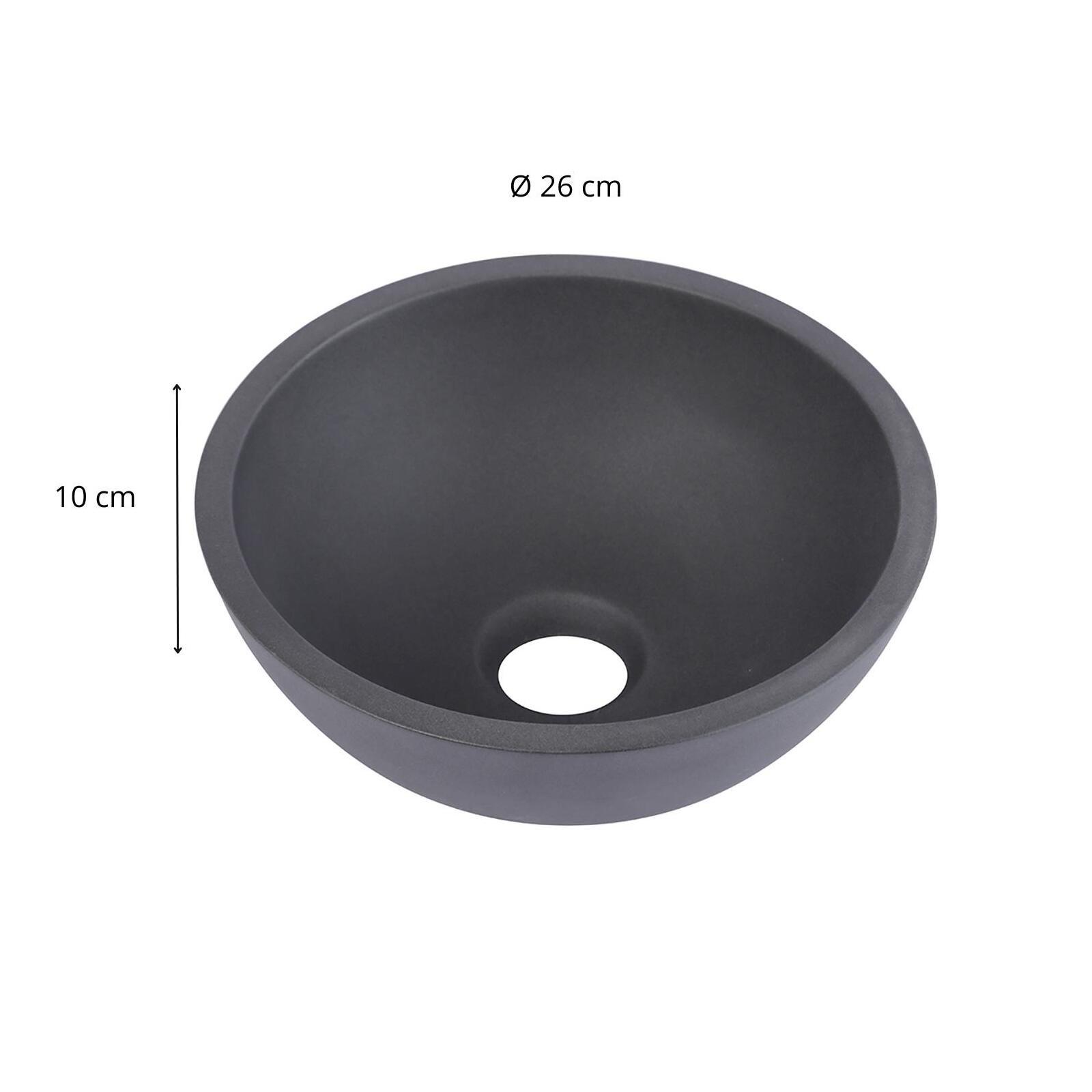 Vasque lave-mains à poser ronde en béton gris 26cm Vasque lave-mains à poser ronde en béton gris 26cm