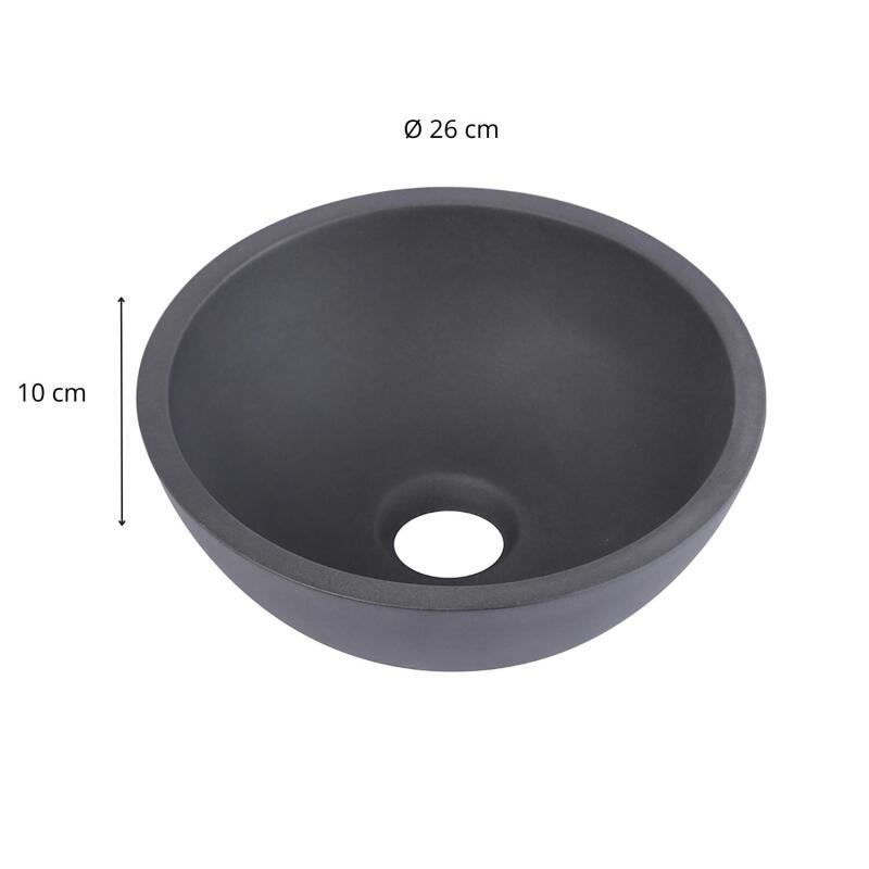Vasque lave-mains à poser ronde en béton gris 26cm