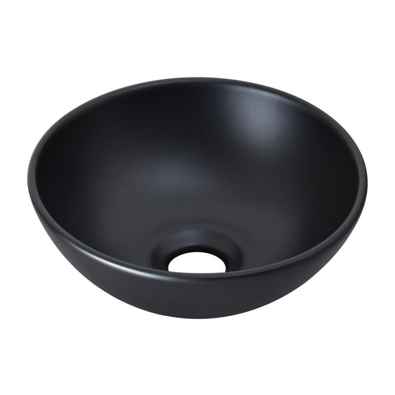 Vasque lave-mains à poser ronde en céramique noir 26cm