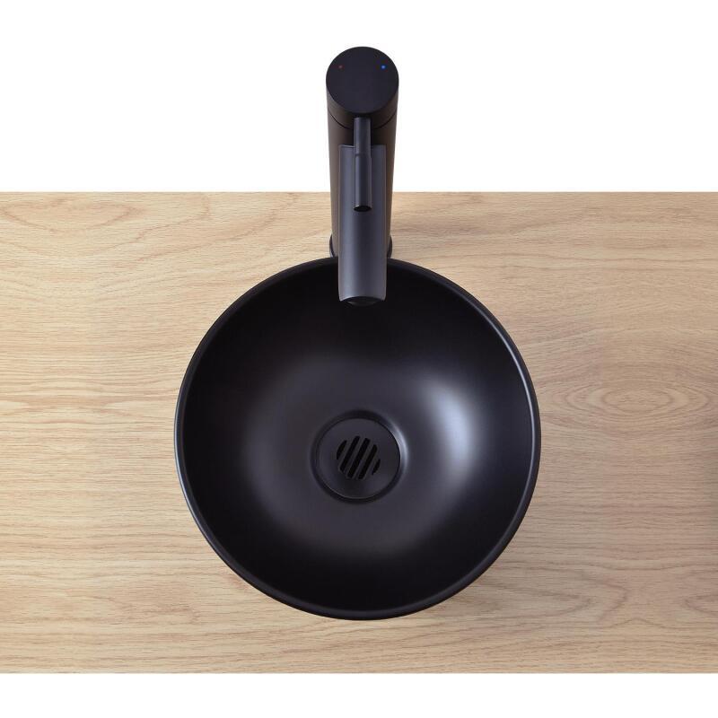 Vasque lave-mains à poser ronde en céramique noir 26cm