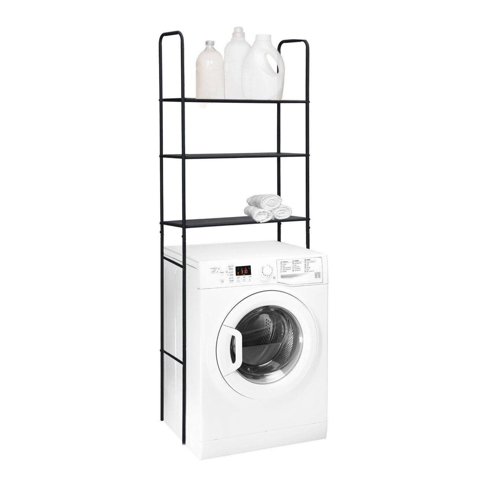 Meuble wc pont de rangement étagère wc en métal noir KALI