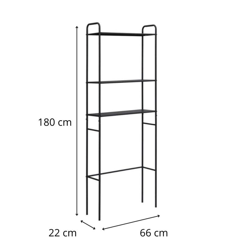 Meuble wc pont de rangement étagère wc en métal noir KALI