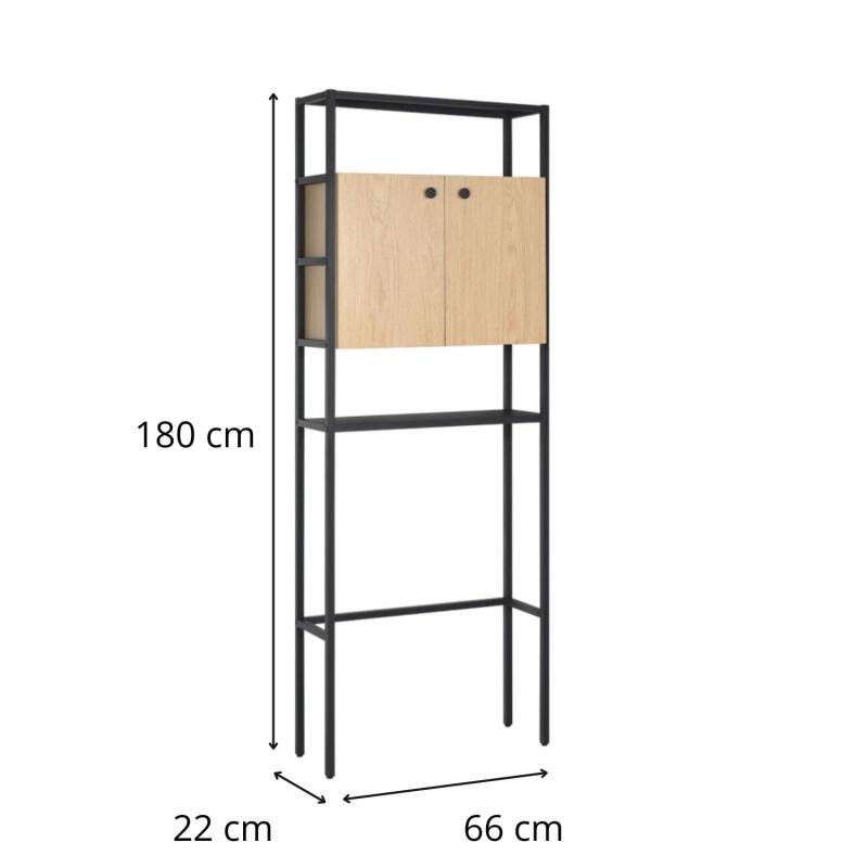 Meuble wc pont de rangement étagère wc bois et métal JAMY