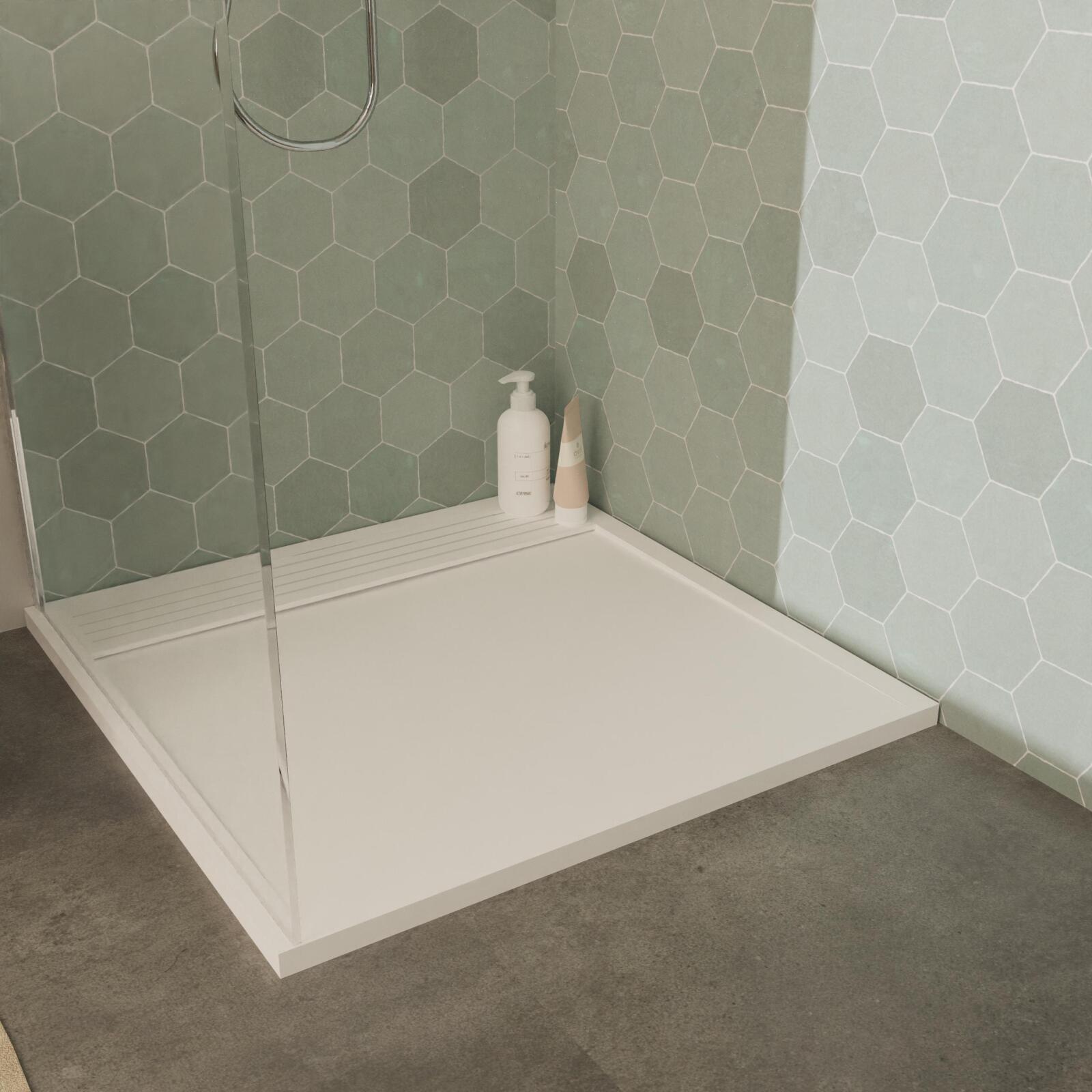 Receveur de douche 100x80 cm en béton blanc