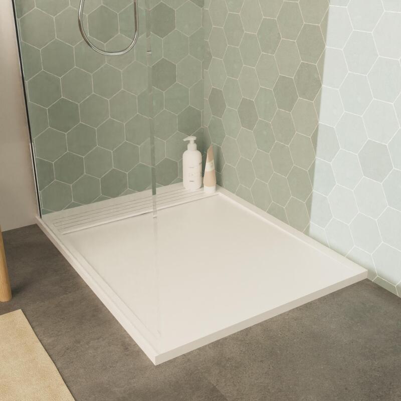 Receveur de douche 100x80 cm en béton blanc