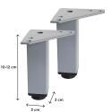 Pieds réglables WILL - Jeu de 2 pieds réglables pour Meuble de Salle de Bain - Noir Mat
