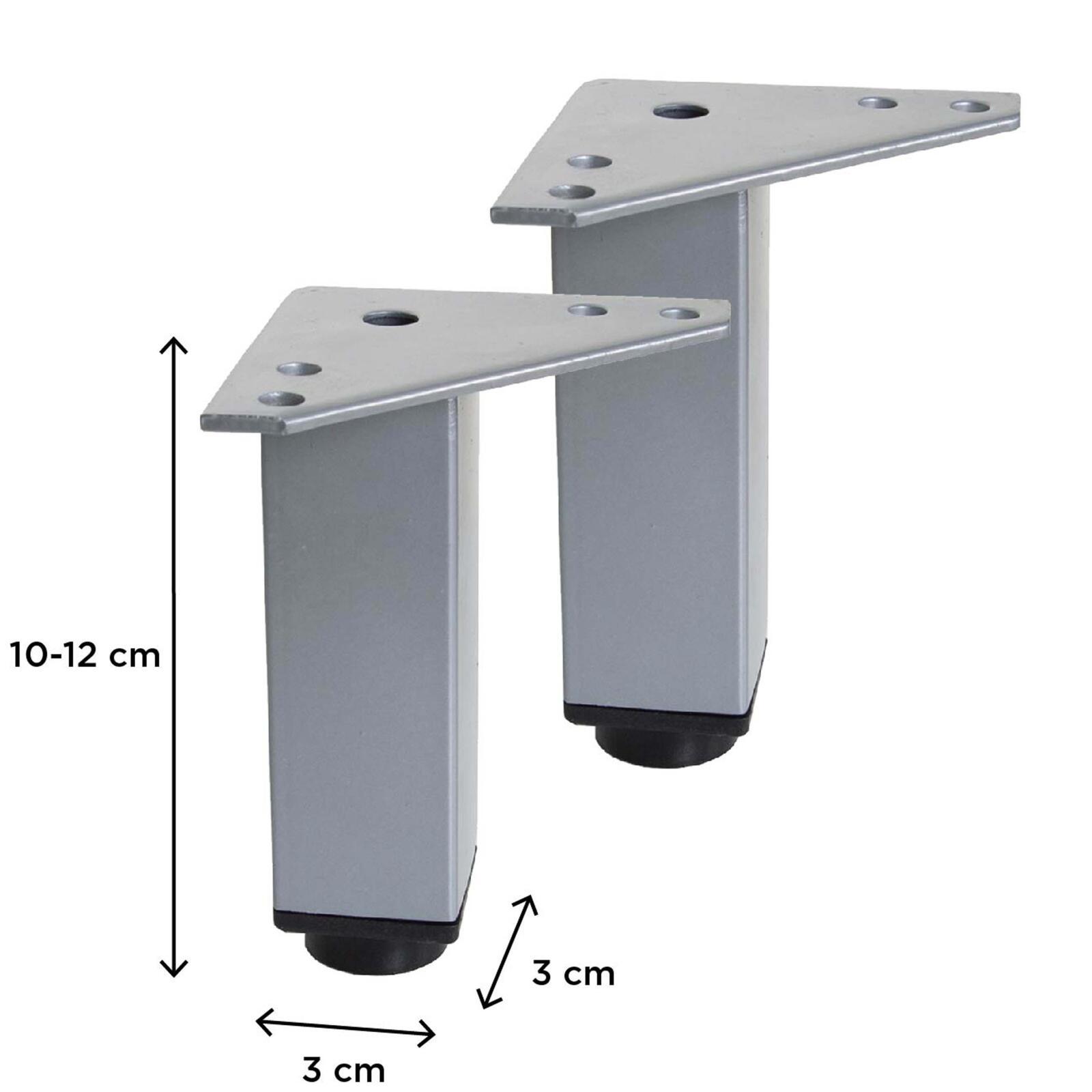 Pieds réglables WILL - Jeu de 2 pieds réglables pour Meuble de Salle de Bain - Noir Mat