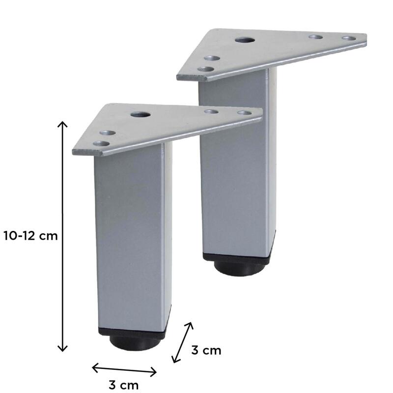 Pieds réglables WILL - Jeu de 2 pieds réglables pour Meuble de Salle de Bain - Noir Mat