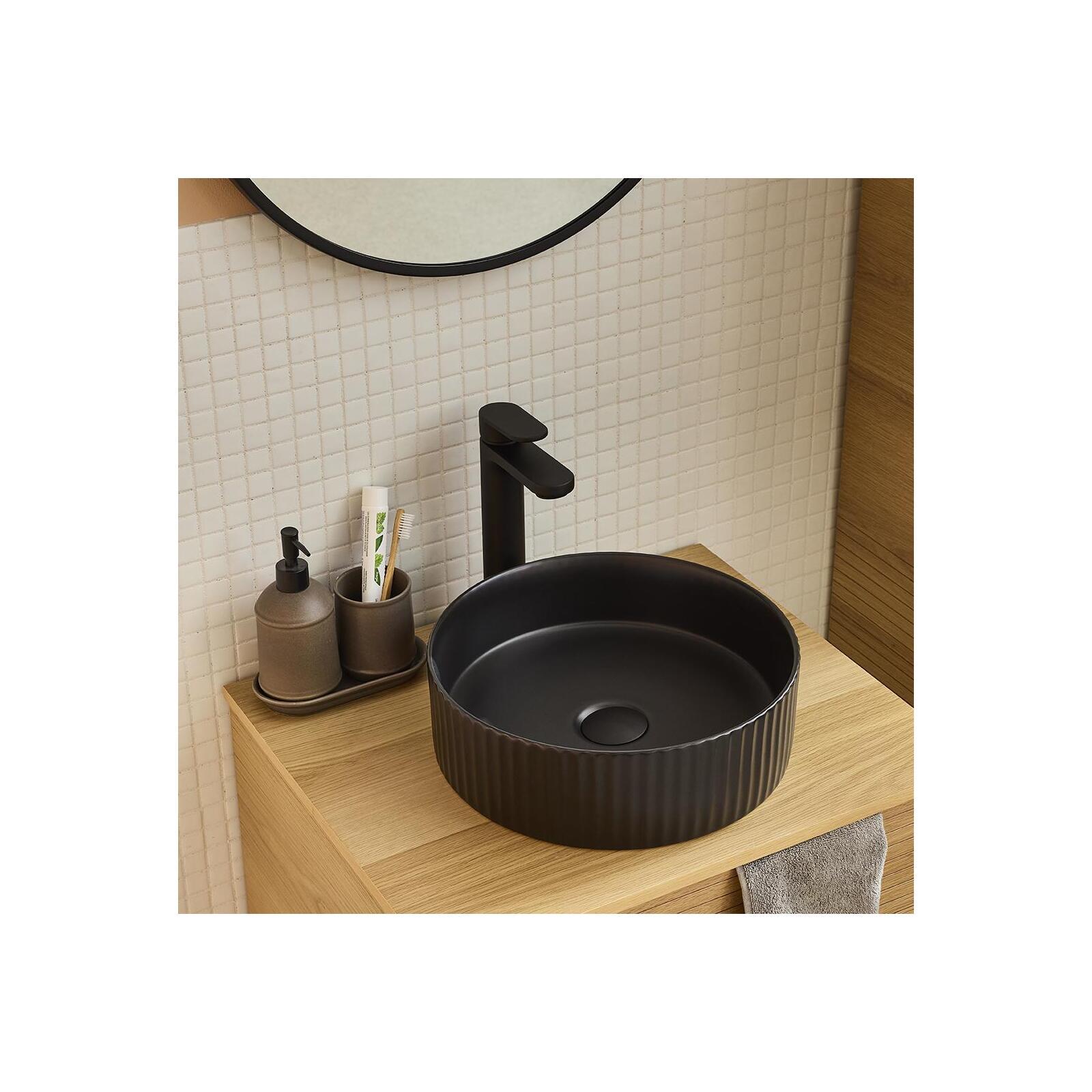 Robinet de salle de bain mitigeur bec haut noir H25,3cm Robinet de salle de bain mitigeur bec haut noir H25,3cm
