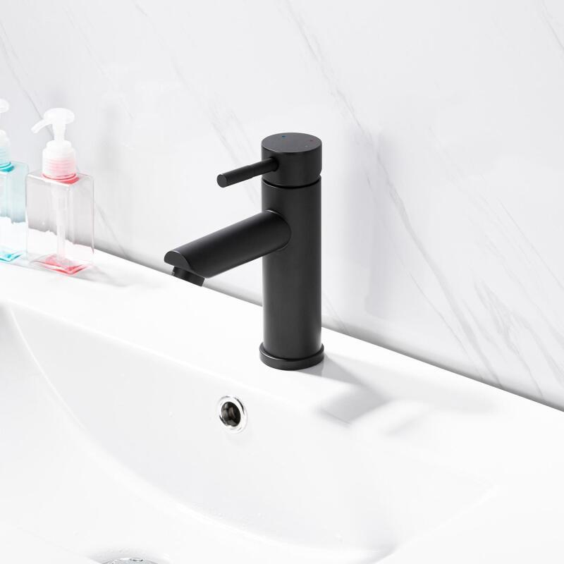 Robinet de salle de bain mitigeur bec bas chromé H17cm