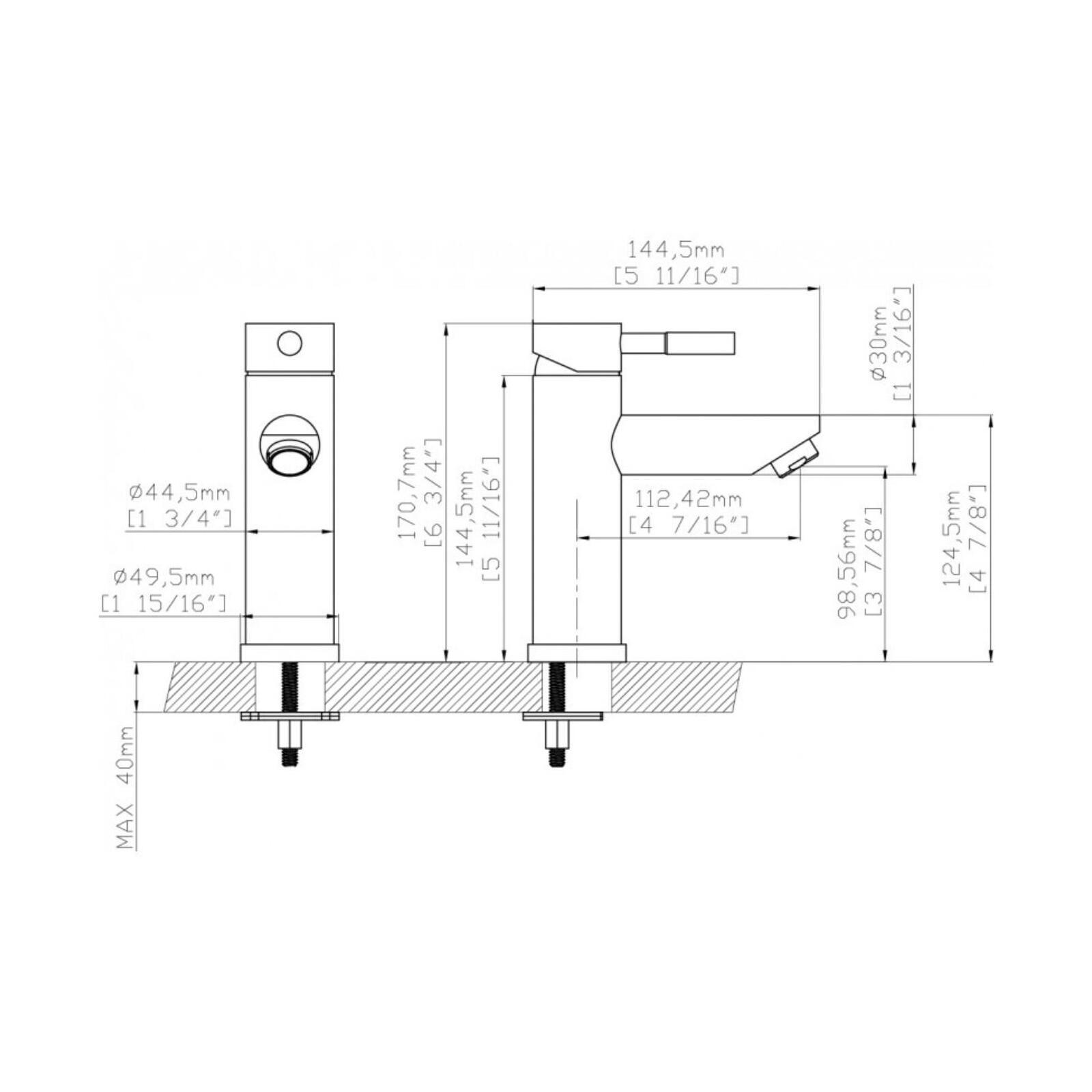 Robinet de salle de bain mitigeur bec bas chromé H17cm Robinet de salle de bain mitigeur bec bas chromé H17cm
